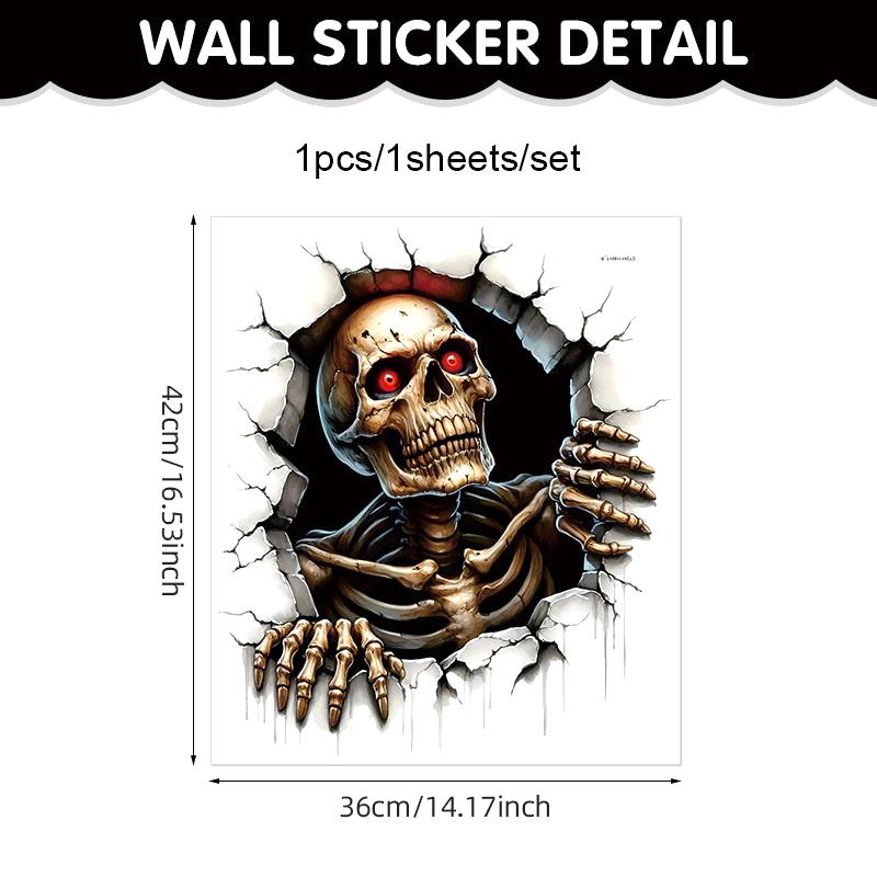 Halloween Wall Stickers 3D Effect Broken Wall Zombies Broken Wall Floor Stickers Pvc Self-Adhesive Bedroom Living Room Horror