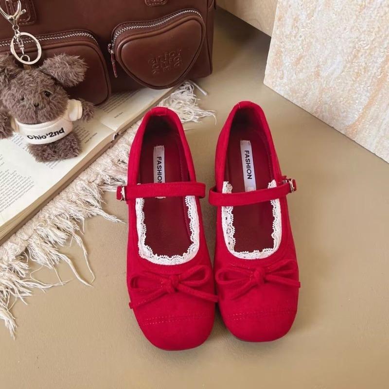Dopamin-Stil Ballettspitze sanfte vielseitige Frühling und Sommer weiche Sohle Retro Mary Jane flacher Ausschnitt Einzelne Schuhe