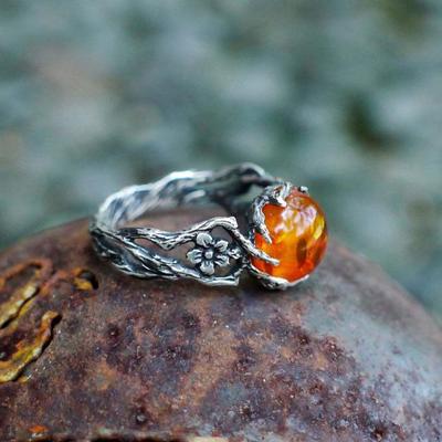 Anello femminile Accessori per gioielli cavi Ipoallergenico Antica finta ambra Cera d'api Ragazze Chic decorativo