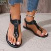 fashion Classics Elastic Band Solid Women's Flat Sandals Metal Decoration Anti Slip Sandles Summer Soft Comfortable Femmer Sandalias