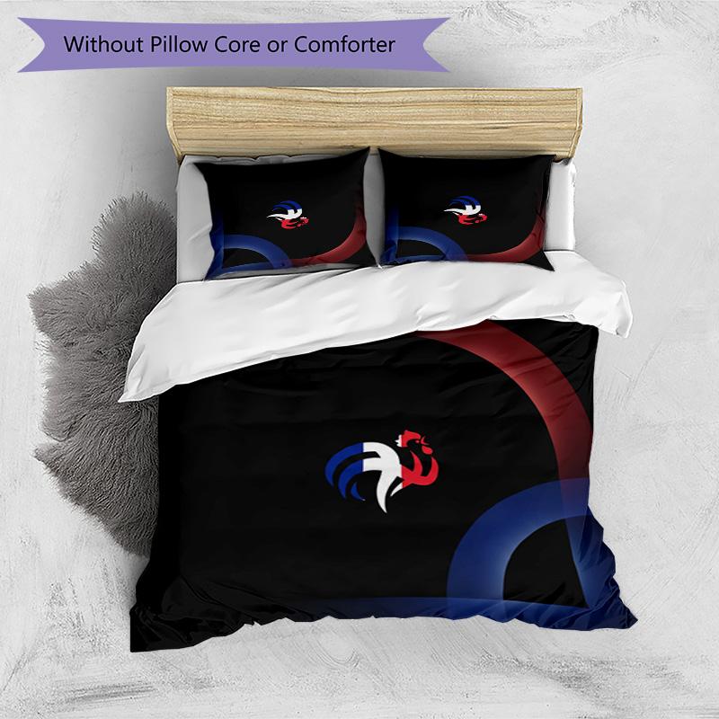 France Football Printed Bedding 3 Piece Set Cozy Breathable Bed Cover Set as Housewarming Holiday Gift