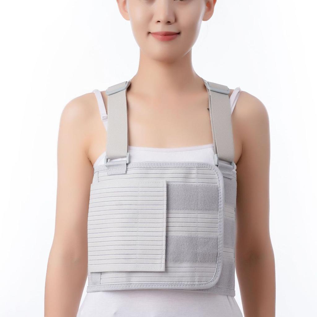 Chest Support Brace Breathable Elastic Dual Support Broken Rib Brace with Adjustable Shoulder Straps for Rib Fractures