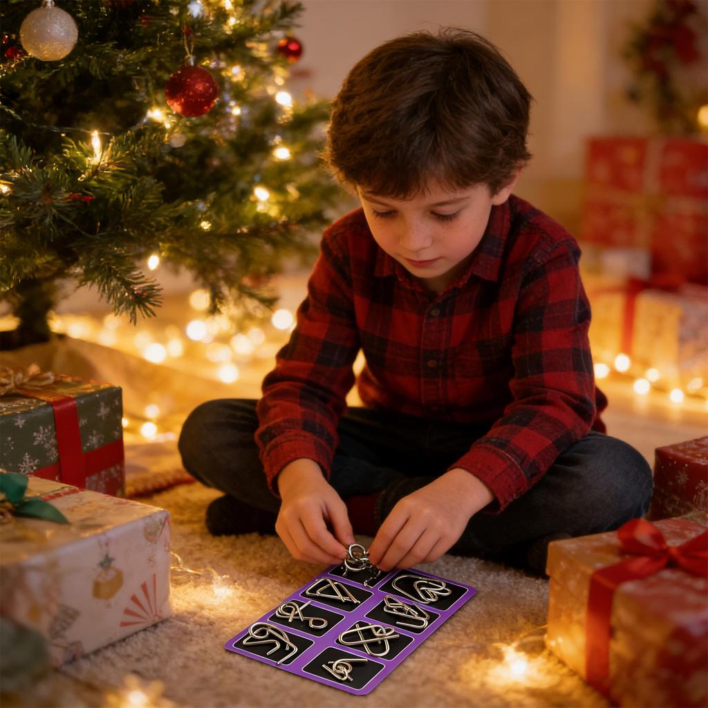 Eight-piece Puzzle Toy Set For Children, Designed To Teach Brain-teasing Puzzles And Solve Rings.