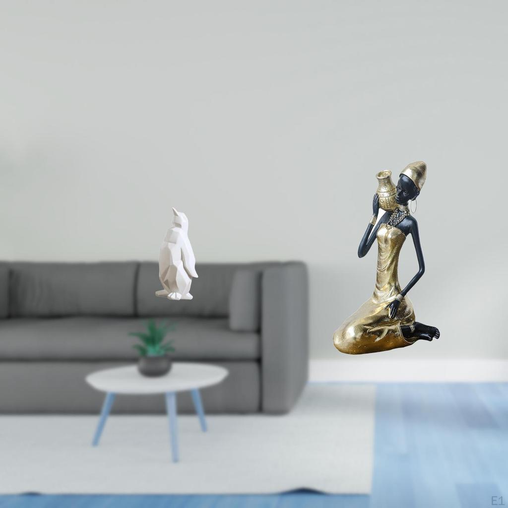 Elegant Resin Penguin Lady Sculpture Collectible Art Figurine Decorative Ornament for Housewarming