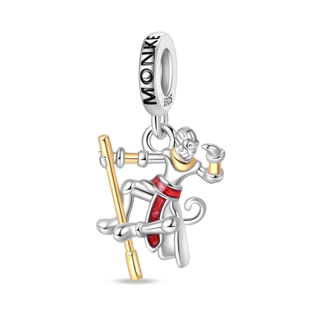 

Authentic Charm Bead Charms copper Plated Wu Kong Monkey Pendant Bead Charms Compatible With Bracelets Women Jewellery Making Diy Gift