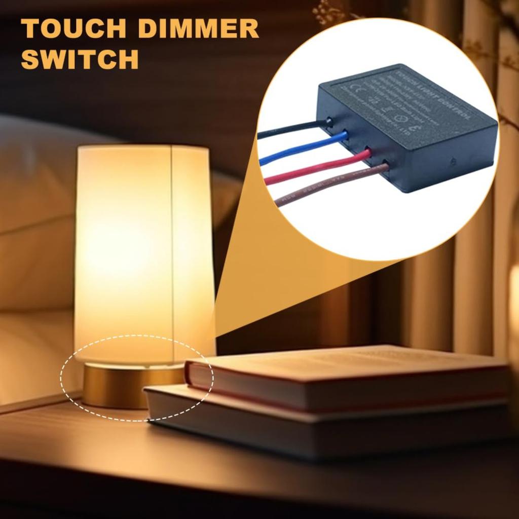 Touch Dimmer Switch 2 Pack, 3 Way Touch Sensor Dimmer, Touch Lamp Control Module, Replacement Sensor with 3 Levels Dimming Function, Fit Dimmable LED,