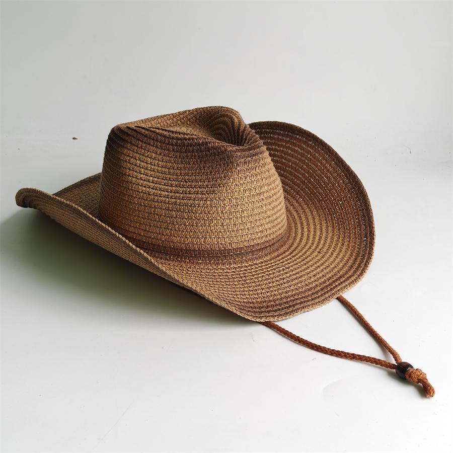 Western Cowboy Straw Hat For Men Women Vintage Outlaw Cowgirl Sun Sombrero Hat With Metal Star Emblem Band Beach Summer Caps