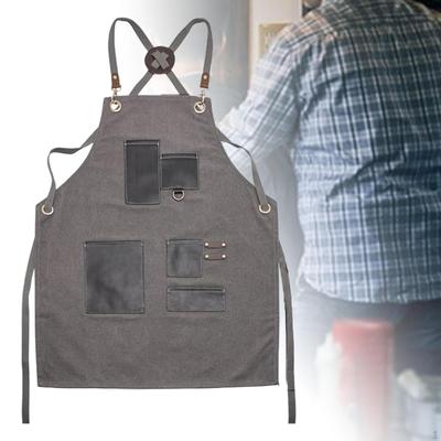 Canvas Apron with Pockets Adjustable Neck Hair Stylist Barber for Service Baking