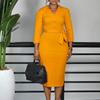New autumn women's clothing fashion commuter temperament elegant long-sleeved lace-up dress