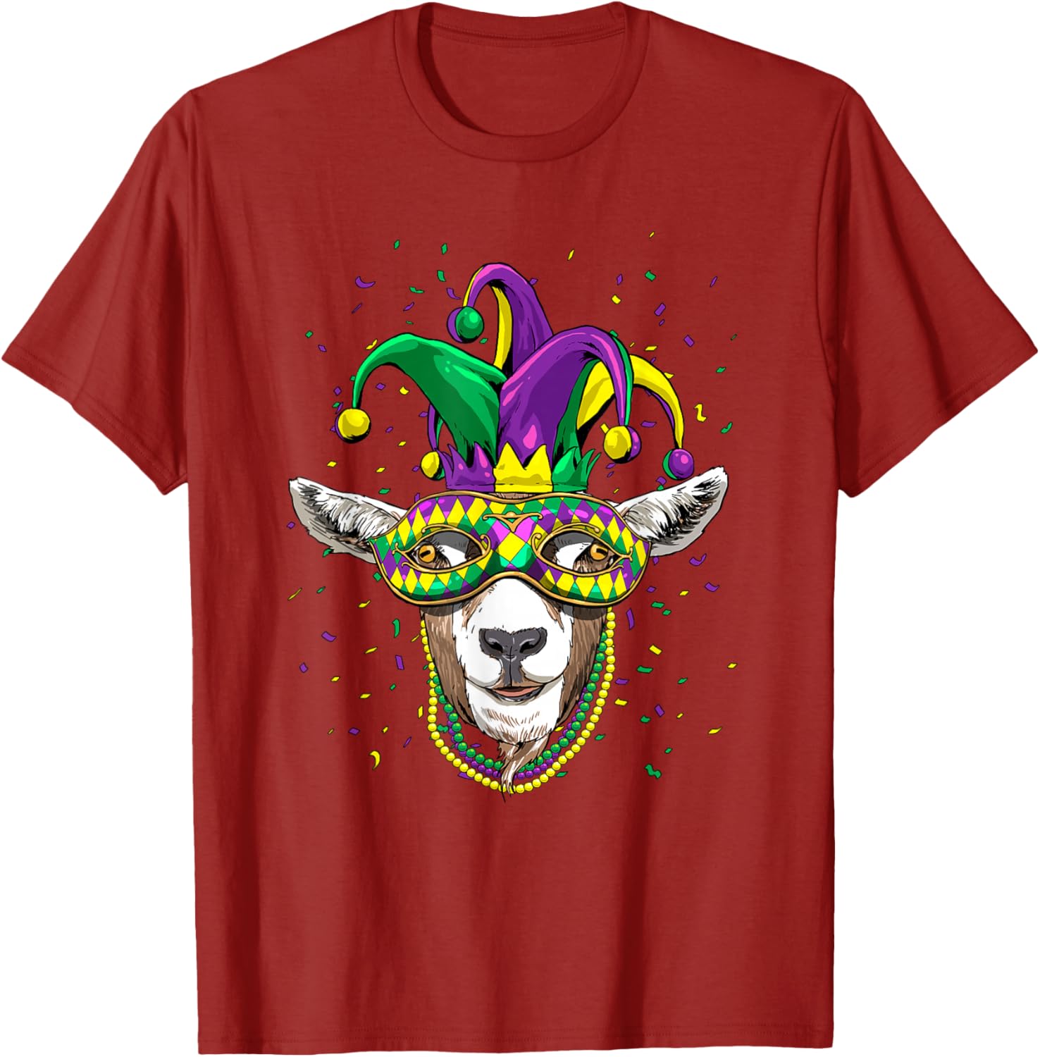 Mardi Gras Goat Mask Graphic Tee Carnival Animal Lover Print T-Shirt S