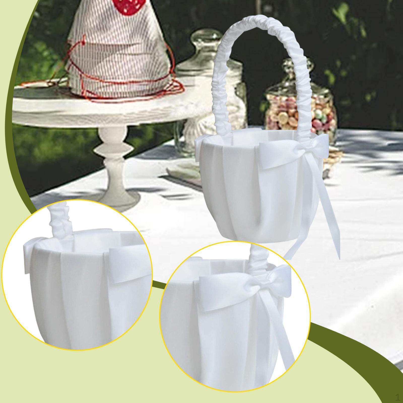 

Wedding Flower Girl Basket Western Decorative Bowknot Satin Storage for Easter Celebrations
