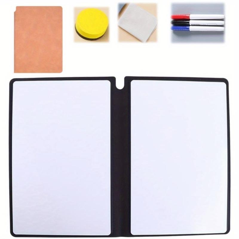 Reusable Dry Erase Notebook Set, Double Folding Whiteboard for Drafting Note Taking and Memos Includes Pen Wipes Sponge Eraser