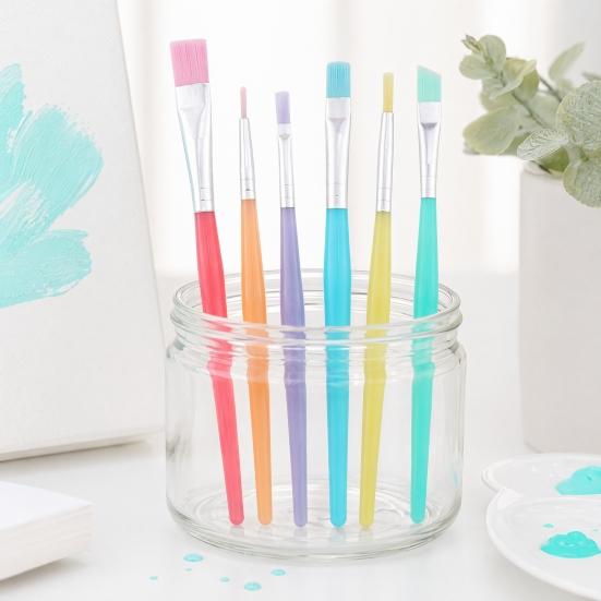 Professional Nylon Brush Set 6PCS Paint Brush, with Candy Colored Design, Flexible Oil Painting Brushes Bristles for Watercolor Acrylic Artist