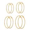 4 páry dámských kruhových náušnic různých velikostí, náušnice kruhového tvaru, leštěné, galvanicky pokovené, šperky na ozdobu uší, dámské klubové párty visací náušnice