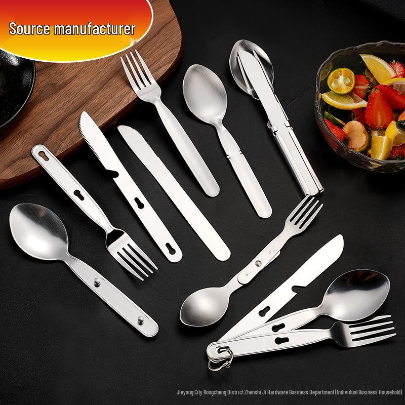 Stainless Steel Travel BBQ Utensil Set: Knife, Fork, Spoon & Bottle Opener