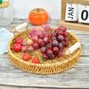 Handgewebtes Rattantablett, quadratisch/rund, Aufbewahrungskorb für Küche, Zuhause, Büro, Brot, Lebensmittel, Teller, Obst, Kuchen, Kleinigkeiten, Aufbewahrung