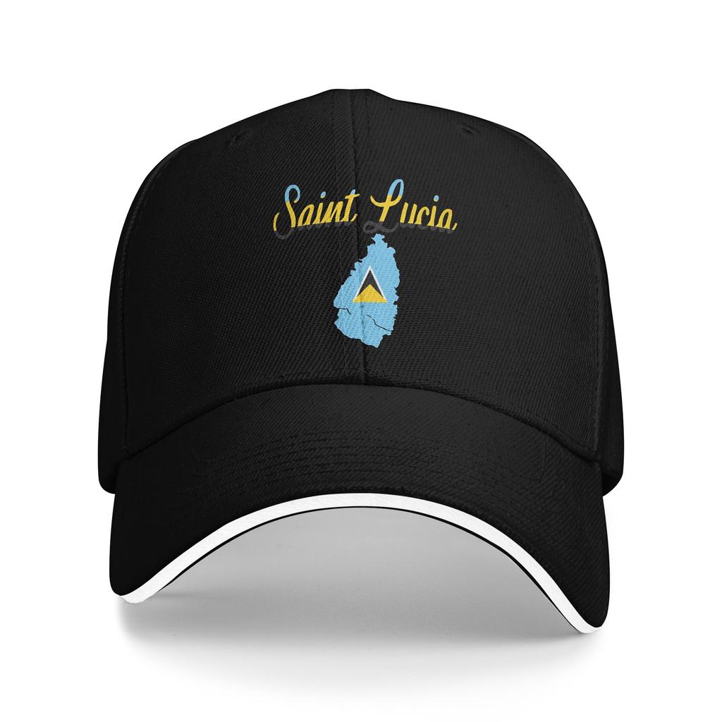 Saint Lucia Coat of Arms Baseball Cap Fashion  Sandwich Hat for Unisex Women Adjustable Hats Cap Outdoor