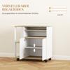 Rolling Kitchen Cart with Storage, Cabinet, Adjustable Shelves, for Kitchen, Living Room, Dining Room, White