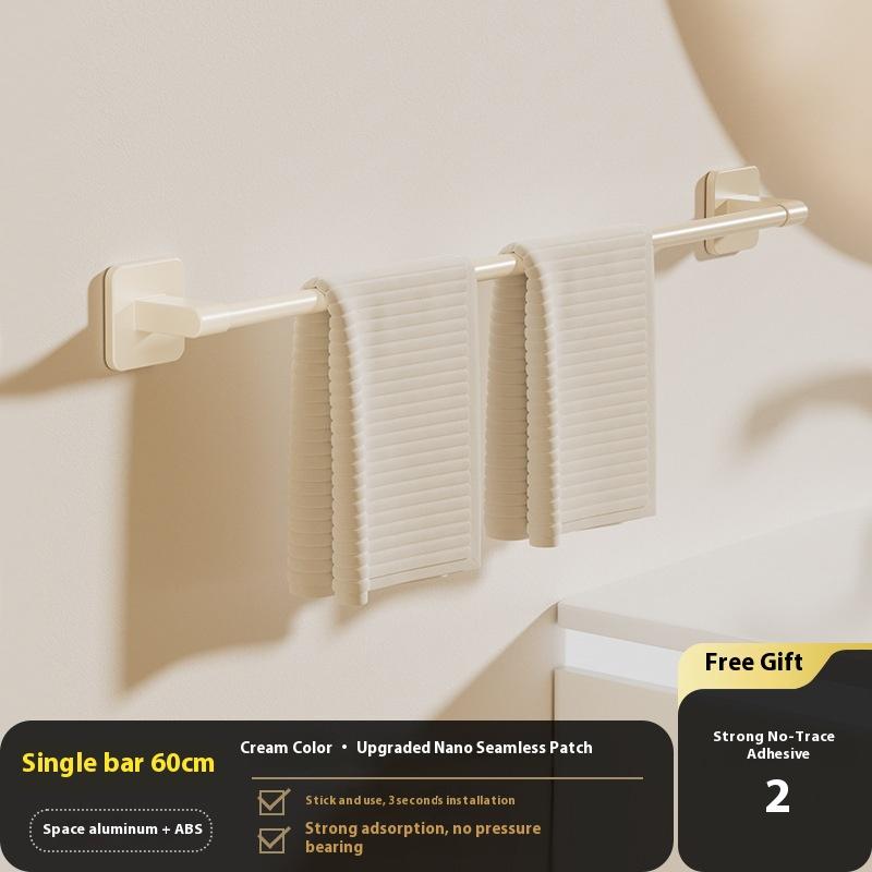 Two Layer Punch-Free Towels Holder Bar Bathroom Storage Rack Towel Rack Organizer Wall-Mounted Towel Shelf