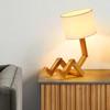 Nordic Wooden Robot Table Lamp: European Solid Wood Art for Bedroom or Bedside