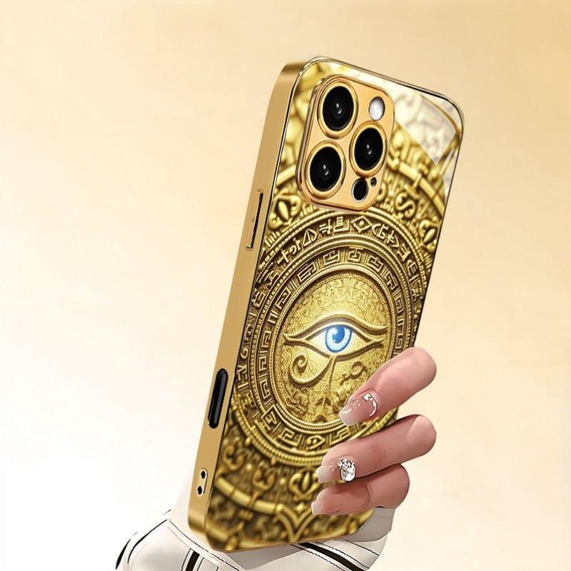 Golden Eye of Horus Print fashion phone cases For iphone 17 case Glass Phone Case for iPhone 17 16 15 14 13 12 11pm Pro Plus