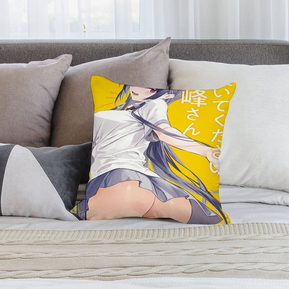 Anime Haite Kudasai Sexy Girl Pillow Case Short Plush Double-sided Print Square Throw Pillow Covers Sofa Home Cushion Decor
