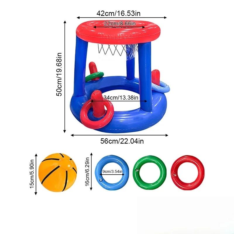 Inflatable Basketball Hoop Pool Floats Toy Set Floating Cross Ring Toss Toys for Outdoor Beach Fun SummerSwimming Pool Floating