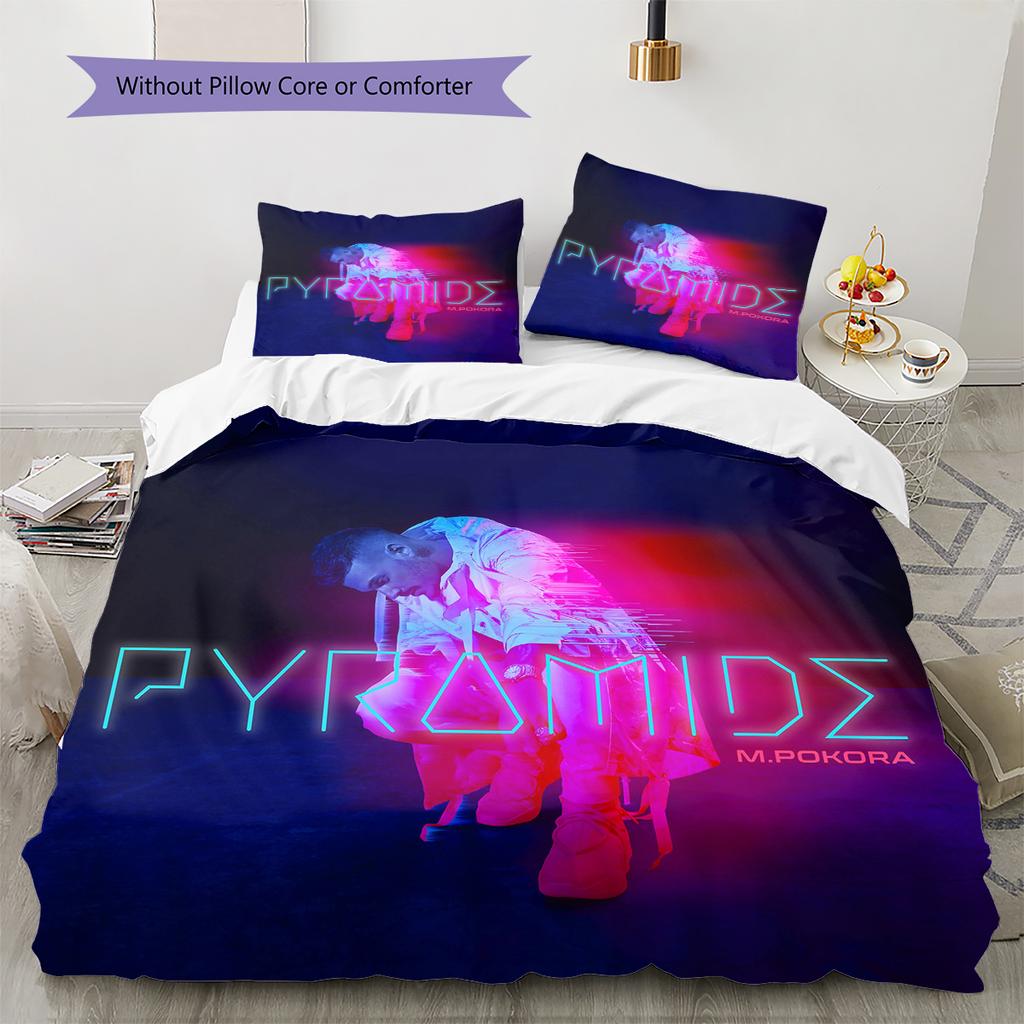 M Pokora Pattern Bedding,Quilt Set Quilt Cover Pillowcase Home Birthday Gift (1 * duvet cover + 2 * pillowcase, without core)
