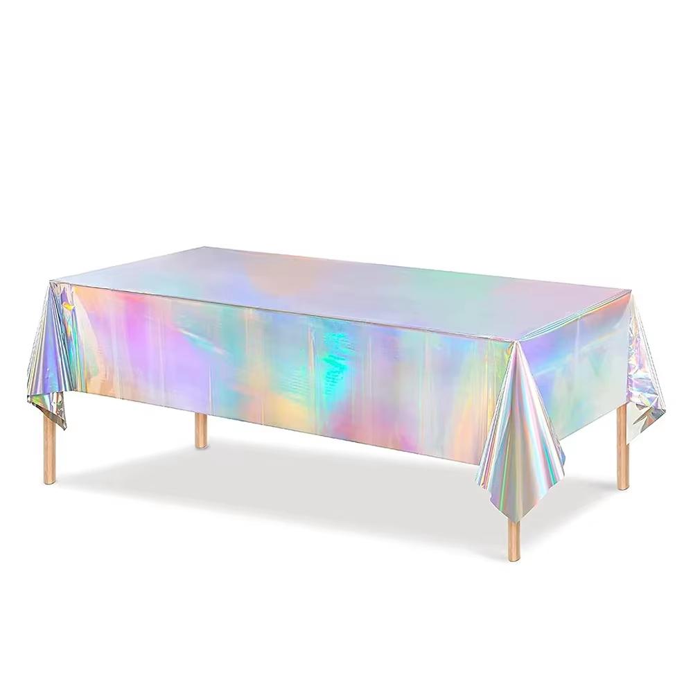 Purple Laser Tablecloth Glitter Birthday Decoration Wedding Party Pink Aluminum Film Large Tablecover Baby Shower Party Supplies 5
