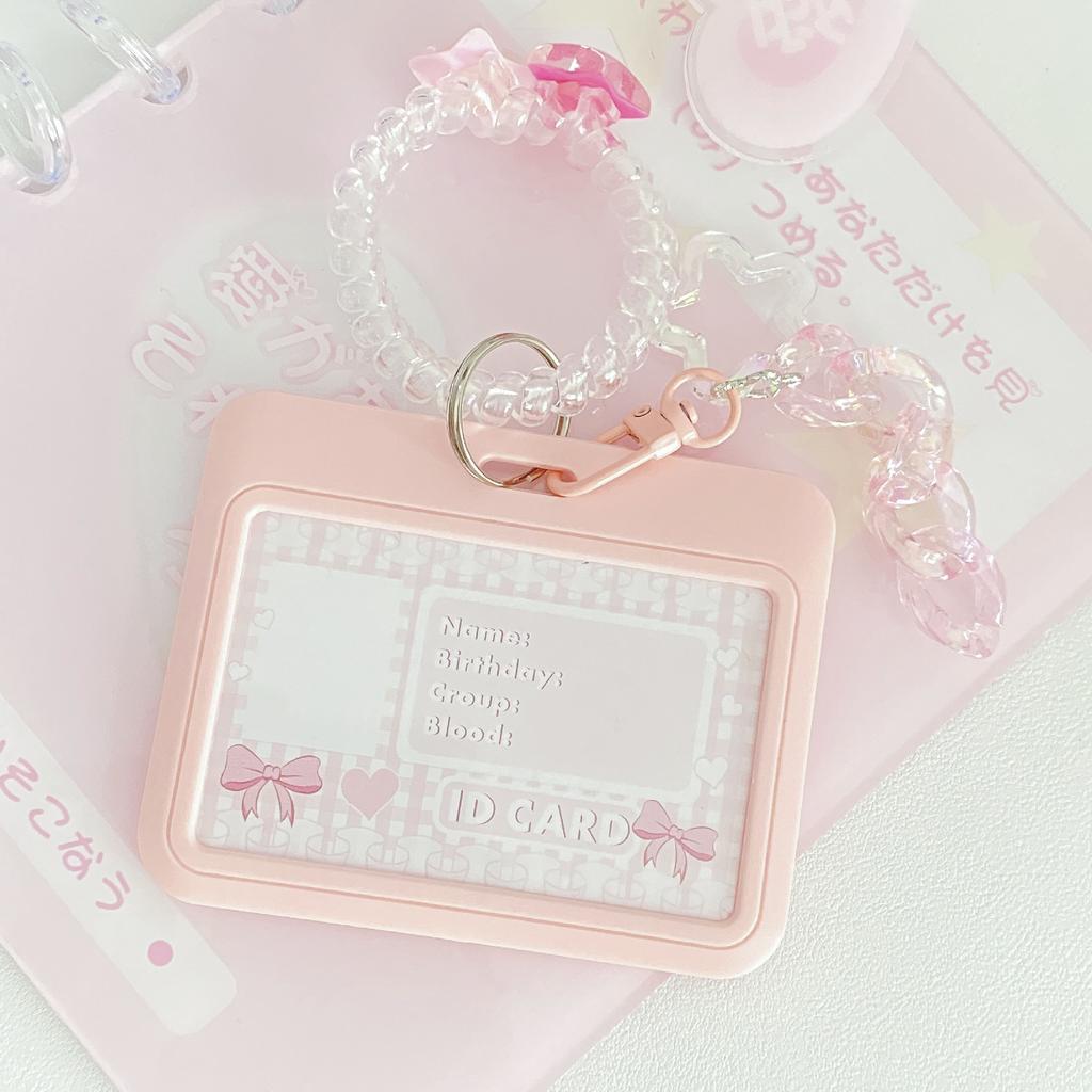 Star Milk Blue Vertical High Value Card Holder Flash Pink Love Clouds Gradient Coo Card Keychain Bus Student ID Card Holder