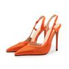 Fashion Fashion Show Water Diamond Orange High Heel Sandals Summer New Sexy Patent Leather Leopard Pattern Women's Singles Shoes 35-46
