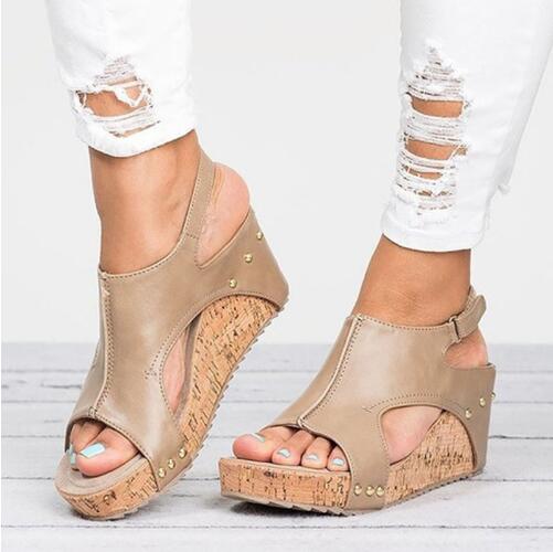 Women Sandals  Platform Sandals Wedges Shoes For Women Heels Sandalias Mujer Summer Shoes Leather Wedge Heels Sandals 43