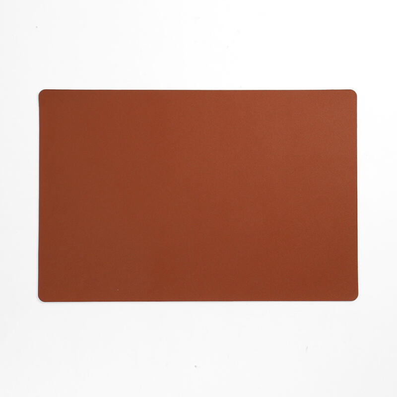 Zweiseitige quadratische Ledertischmatte (braun + grau)