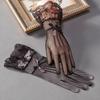 Xian Yi Lady Elastic Five-finger Fishing Net Hollow Bride Dance Bow Lace Gloves Perspective Mysterious Taste P8
