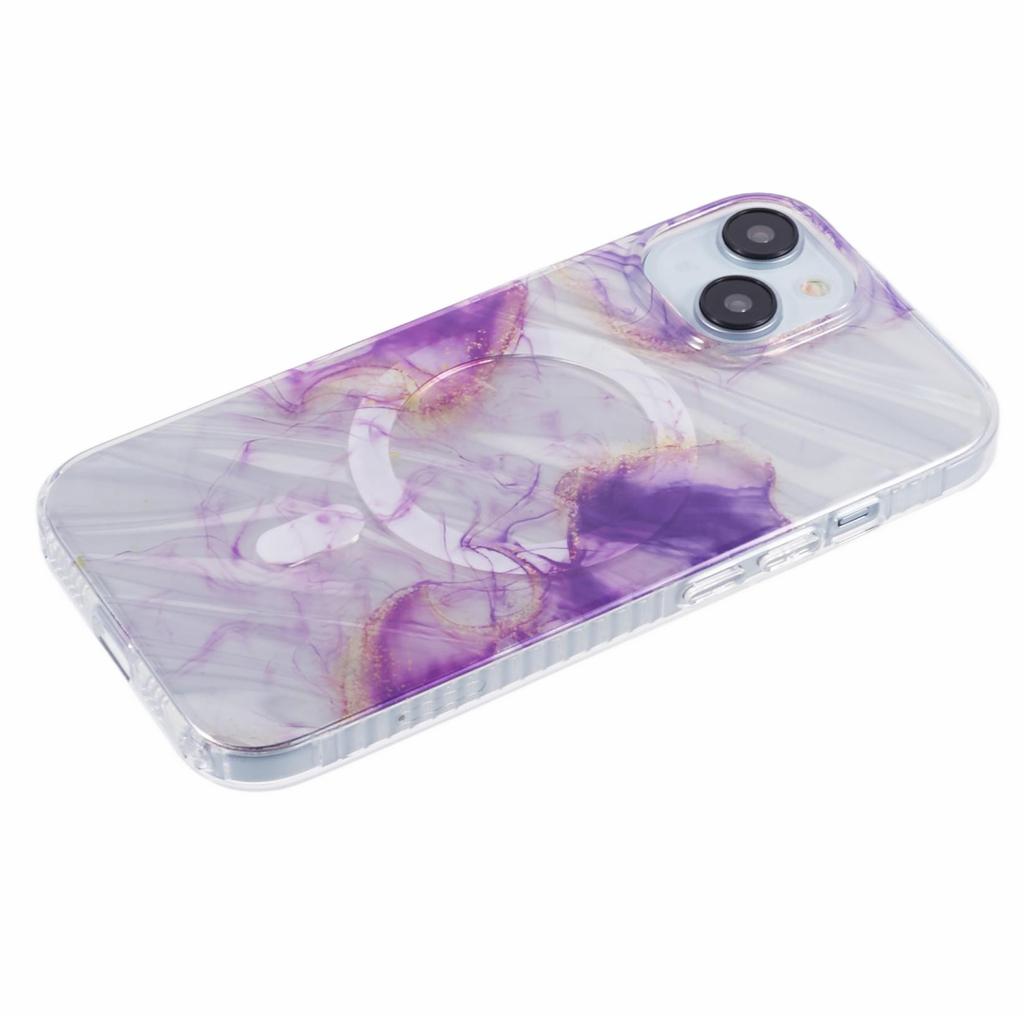 MP Series For iPhone 14 Electroplated Case IMD Pattern TPU+Acrylic Phone Cover Compatible with MagSafe