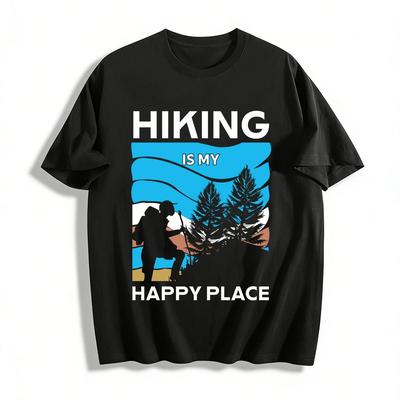 Outdoor Mountain Forest Themed Printed Casual Top Pure Cotton T-shirt
