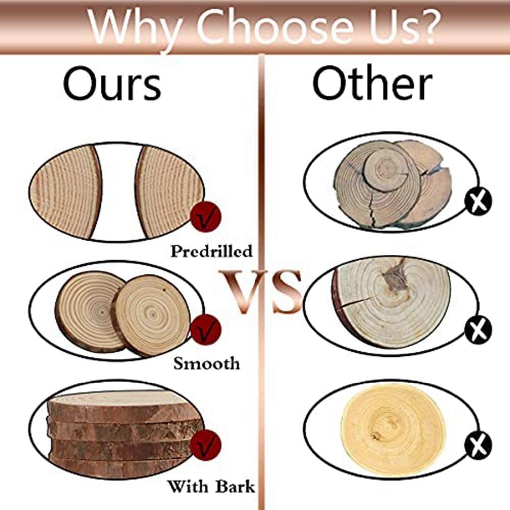 Good-Natural Wood Chips Unfinished DIY Handicraft Pre-Drilled Round Wooden Circle Art Country Wood Chip Decoration-A