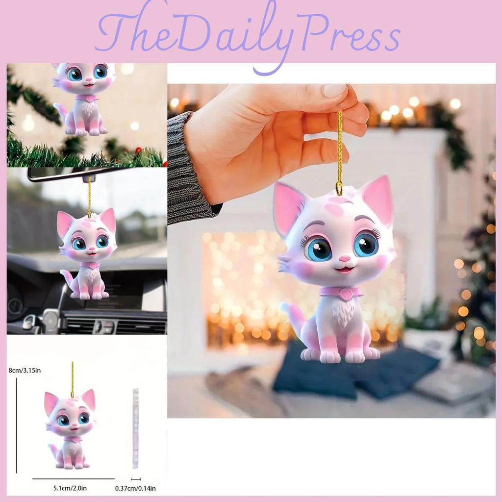 Adorable Pink Acrylic Cartoon Style Car Hanging Decoration For Trendy Vehicle Decor