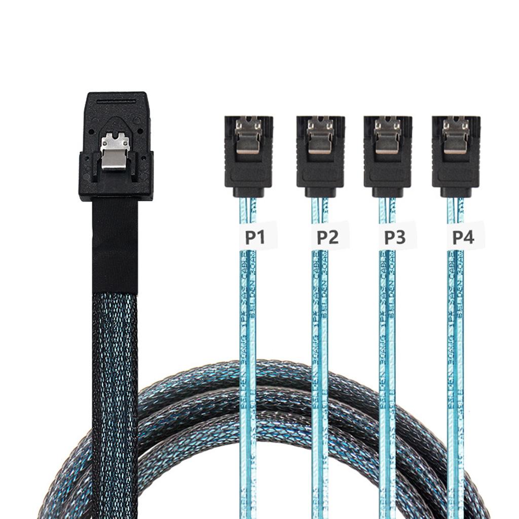 Mini SAS 36P SFF-8087 To 4 SATA 7 Pin HDD Hard Disk Internal Cable 90 Degrees Target Hard Disk Data Cable Durable