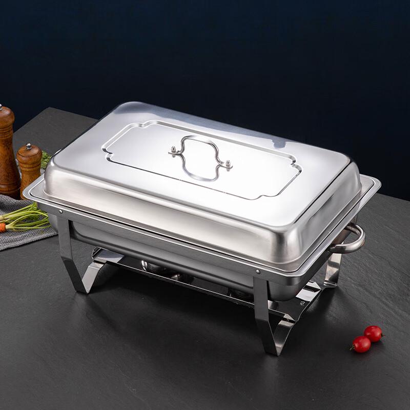 ZISIZ Stainless Steel Square Alcohol Food Warmer