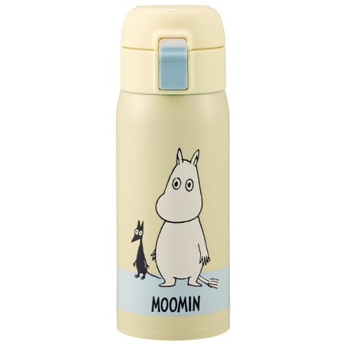 Skater STOT3 350ml Stainless Steel Hot/Cold Insulated Water Bottle with One-Touch Opening, Moomin Design, Light Color