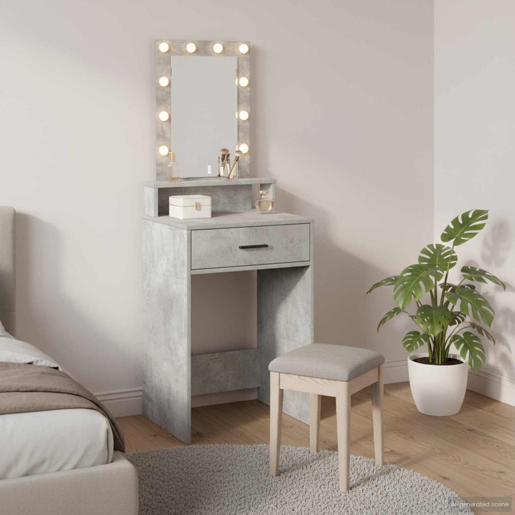 Makeup Table with Drawers Gray 50 x 41 x 140 cm Engineered Wood