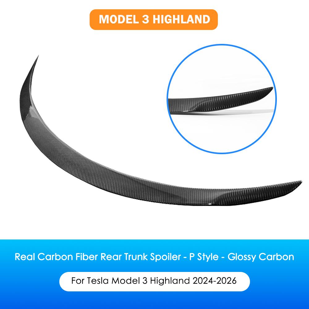 Heenvn Real Carbon Fiber Car Rear Trunk Spoiler For Tesla Model Y Juniper Model 3 Highland 2025 2026 Wing Exterior Accessories