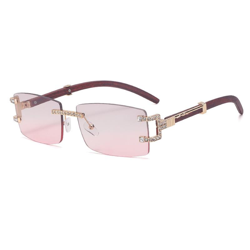European and American new rimless sunglasses women's square diamond-encrusted flower feet fashion sunglasses trendy and varied glasses