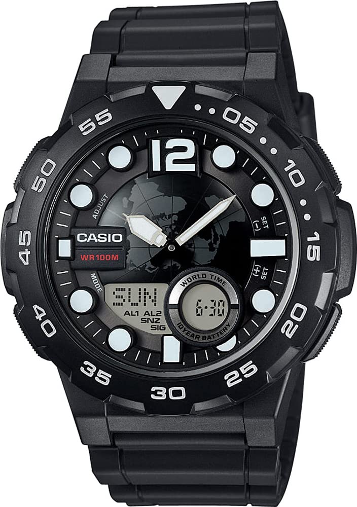 

Часы Casio World Time Зарубежные Черные Аналогово-Цифровые Мужские AEQ-100W-1AV, Модель, [Б/У]