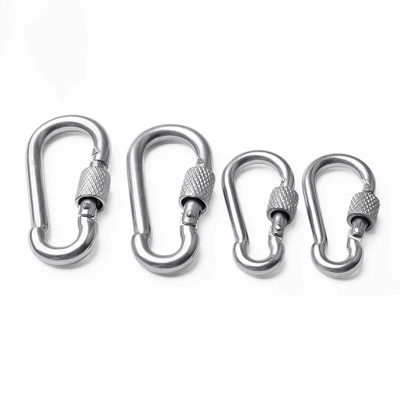 1-2pcs 304 Stainless Steel Spring Snap Multifunctional Carabiner Quick Link Lock Hook With Screw Nut M4 M5 M6 M7 M8 M9 M10