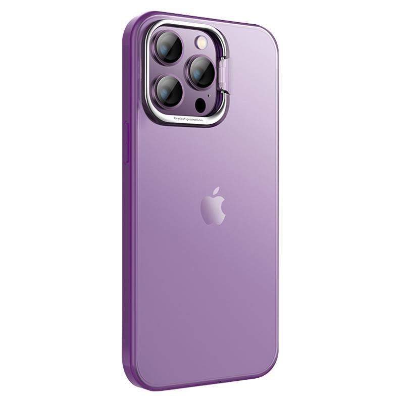 

X-LEVEL For iPhone 15 Pro PC+TPU Phone Case Camera Frame Kickstand Matte Back Cover Purple