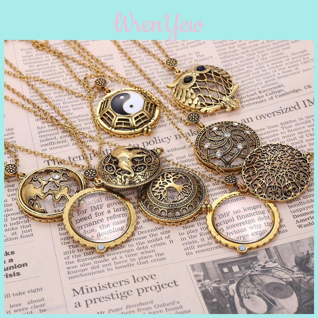 Retro Openwork Magnifier Chain With Alloy Pendant And Tree Design For Fashion Accessories