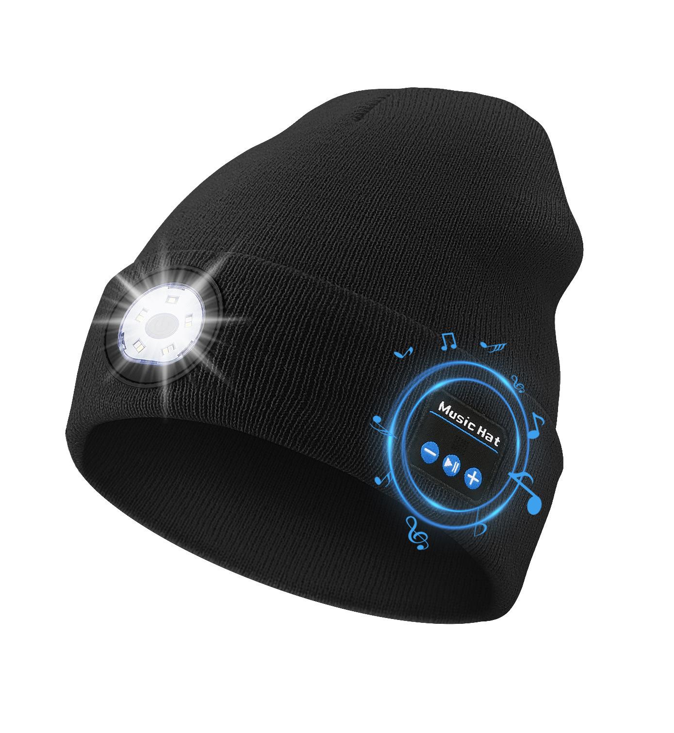 

Светодиодная Bluetooth шапка-бини: Двойные наушники, Музыка и звонки, Налобный фонарь для улицы