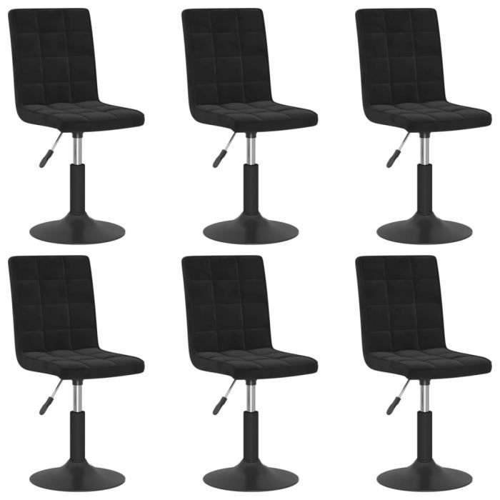 Chaises pivotantes de salle à manger, 6 pcs Noir, vidaXL Velours